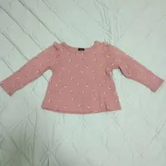 【petit　main】ピンク 花柄 長袖カットソー 100cm