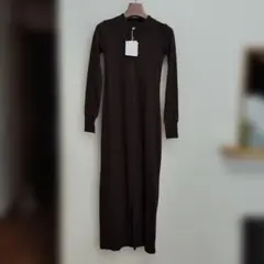Bonjour Sagan フロントスリットリブロングワンピース 指穴付き
