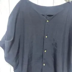 ロペピクニック ブラウス 紺 ネイビー 40 L ドルマンスリーブ とろみ素材