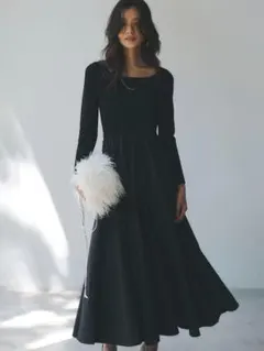 anuans アニュアンス　ニットドッキングフレアワンピース