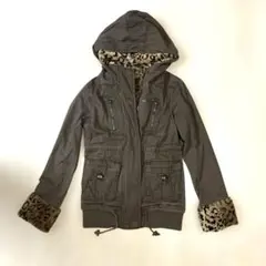 y2k 00s 豹柄　ギミック　ダブルジップ　モッズコート　平成ギャル　グランジ