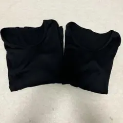 裏起毛 長袖インナーシャツ ブラック Lサイズ2枚組