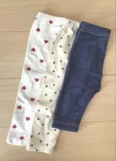 西松屋♡3点セット♡ハート柄　ドット　デニム　レギンスパンツ80センチ