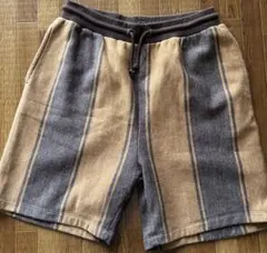 ZARA ブラウンベージュ ストライプショートパンツ L