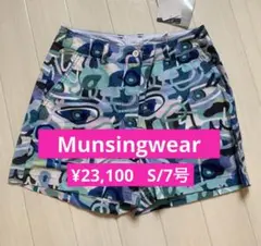 新品【マンシングウェア】S/7号　レディース ショートパンツ ブルー　柄