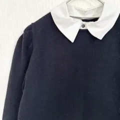 SNIDEL ホワイトカラーニットワンピース ブラック ワンサイズ