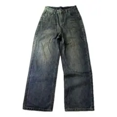 shaggie オーロララインストーン付きヴィンテージルーズデニムパンツ