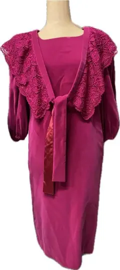 【美品】YUKI TORII ワンピース　ピンク 着脱レース付き フォーマル