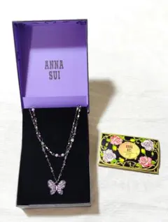 【入手困難】未使用 ANNASUI 蝶2連ネックレス オイルコントロールペーパー