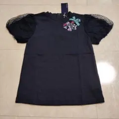 新品アナスイミニ　花柄刺繍 チュール袖 リブT ANASUI mini 140のサムネイル