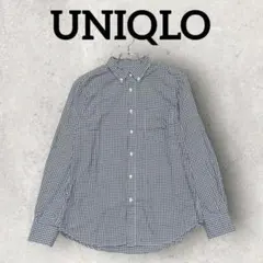 UNIQLO 長袖シャツ チェック柄シャツ メンズネルシャツ (М) ブルー系