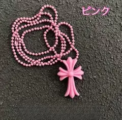 ネックレス　ラバーネックレス　シリコンネックレス　十字架　クロス　桃　ピンク