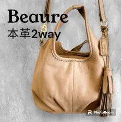 Beaure ビューレ ハンドバッグ ショルダーバッグ 2way ベージュ　革