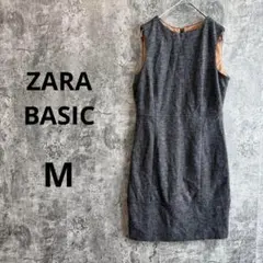 a3521【ザラベーシック】ノースリーブワンピース 膝丈 秋冬 ジャンスカ