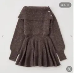 NICE CLAUP/オフショルプリーツニットワンピース