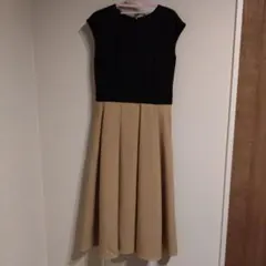 ノースリーブAラインワンピース 黒とベージュ 卒業式、入学式オケージョンスタイル