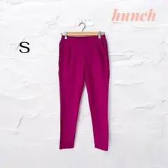 ハンチ テーパードパンツ ウエストゴム 美脚効果 ピンク Ｓ