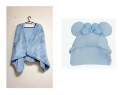 ミニー 4way フード付き ブランケット ブルー ケープ ポンチョ ミッキー