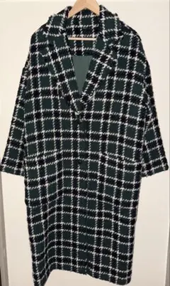 Mila Owen グリーンチェック スエードロングコート チェスターコート