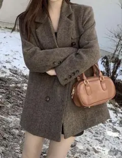 シーイン テーラードジャケット ウール混紡 ブラウン M 新品未使用タグ付き