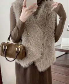 ファー ベスト ベージュ
