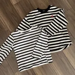 KOE 長袖カットソー 100cm 黒白ストライプ ボーダー2枚セット