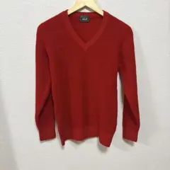 ビンテージKnitWearAdult ニットセーター赤Vネックウール　昭和レトロ