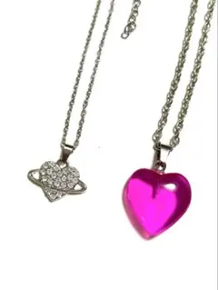 ハートネックレス 2本セット オーブ シルバー ピンク アクセサリー まとめ売り