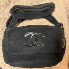 CHANEL ノベルティ黒 フリース ショルダーバッグ