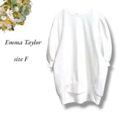 Emma Taylorパフスリーブ カットソー 白 フリー パールボタン4849のサムネイル
