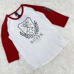 新品タグ付きRUSS・K ラスケー 七分袖 ラグランTシャツ エンブレムプリントのサムネイル