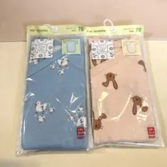【新品】ユニクロ ボディスーツ 前開き 70 半袖 ベビー 2枚セット