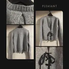 ☆1/12までセール中☆新品、送料無料☆リボン付ニット　グレー　M