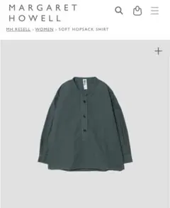 近年✨MHL. SOFT HOPSACK コットン バンドカラー シャツ Ⅰ - メルカリ