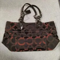 コーチ(COACH)　焦げ茶色トートバッグ　シグネチャー　1点