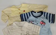 ベビーロンパース 80cm 春夏 3枚セット 半袖 長袖 男の子 まとめ売り