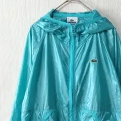 美品 LACOSTE フード付き ナイロンジャケット ライトブルー 42(Ｌ)