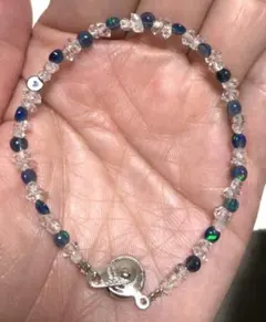 B625.オパール＆ハーキマーダイアモンド ワイヤーブレスレット