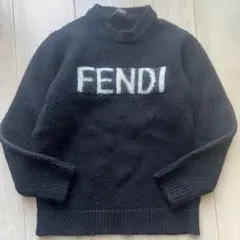 FENDI フェンディ ロゴ　ニット　セーター　現行　ブラック　美品　L 厚手