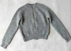 アンタイトル ジッパー付きノーカラー 長袖 ニット グレー 2