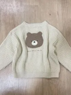 クマ刺繍 ニットセーター 100センチ