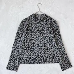 TOUT A FAIT|レオパード総柄ニット【9】ハイネック 起毛 派手 グレー