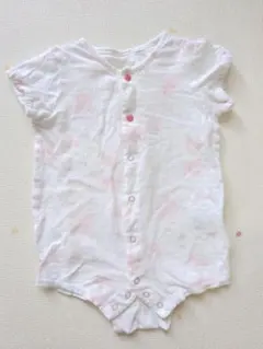 赤ちゃんの城　ホワイト ボタン付きロンパース 70size