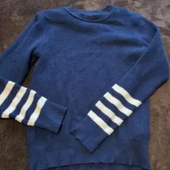 SHEIN　ネイビー ストライプ 長袖 ニットセーター