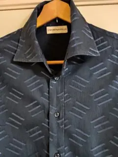 EMPORIO ARMAN　総柄I ダークブルー 長袖ワイシャツ
