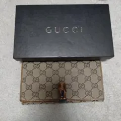 GUCCI GGパターン 長財布 バンブー金具付き　箱付き　希少