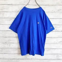 【希少カラー！】チャンピオン Tシャツ ワンポイント 刺繍 半袖 青 ブルー