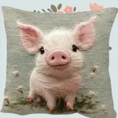 クッションカバー　こぶた　ミニブタ　豚　45×45　かわいい