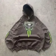 00s ギルダン USA古着 ドクロ スカル バックプリント パーカー L