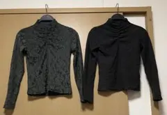 緑　グレー　長袖カットソー